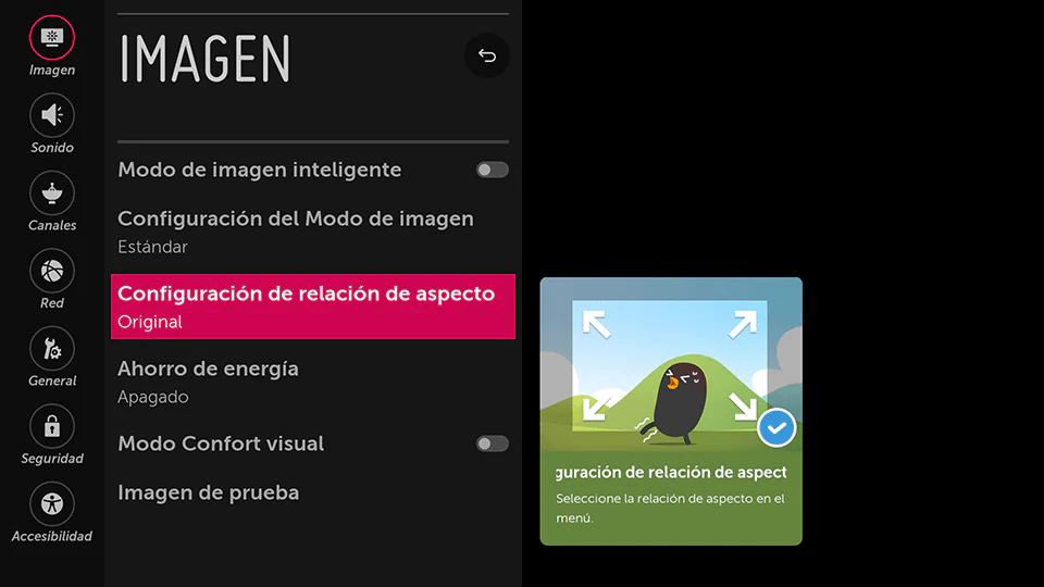 cómo configurar la pantalla de un televisor lg - Cómo activar relacion de aspecto en TV LG