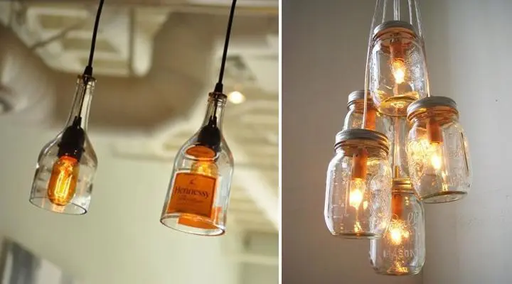 lamparas con botellas - Cómo se pueden reutilizar las botellas de vidrio