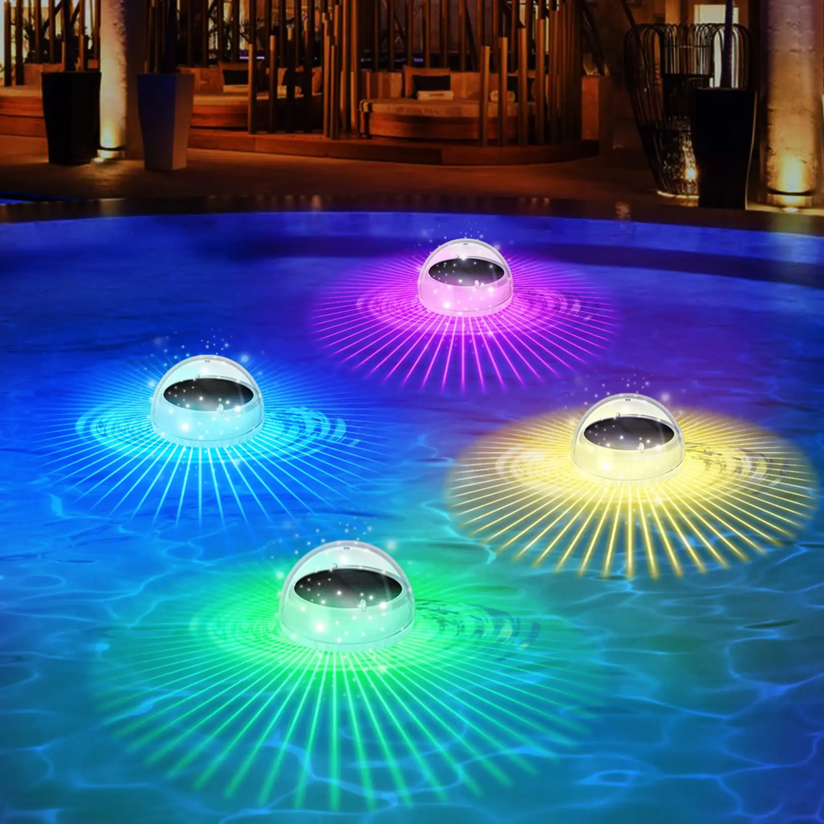 lampara solar flotante piscina - Cuántos focos hay que poner en la piscina